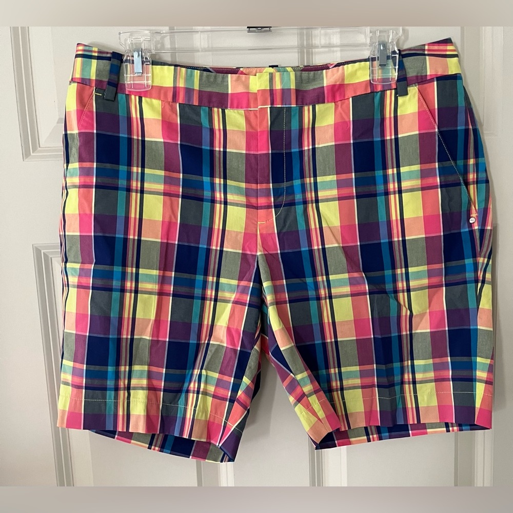 Women's Polo Golf Ralph Lauren Polo Pony Plaid Bermuda Short Size 8 Preppy
